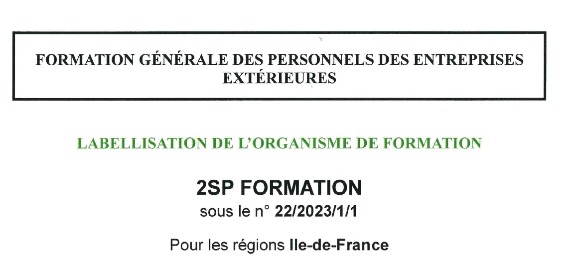 Labellisation 2SP FORMATION